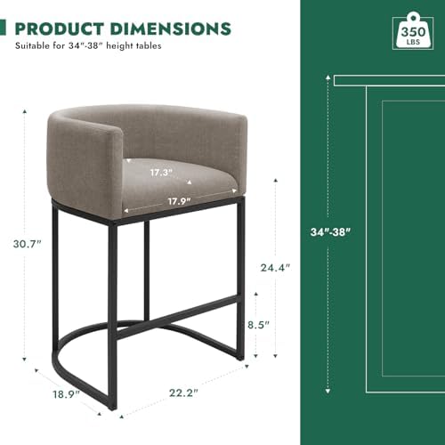 Counter Height Bar Stools Set of 2, 24 Inch Seat Height Barstools for Dining ...