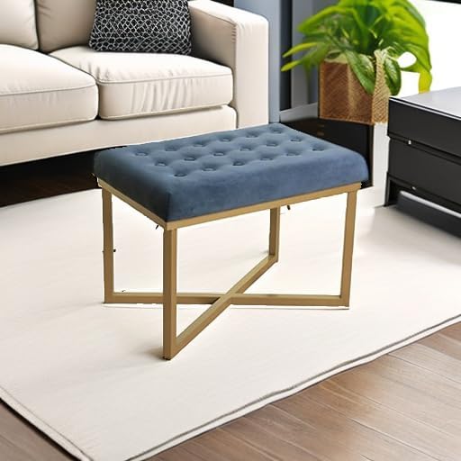 Homepop Home Decor | Upholstered Tufted Velvet Ottoman Bench | Ottoman Bench ...