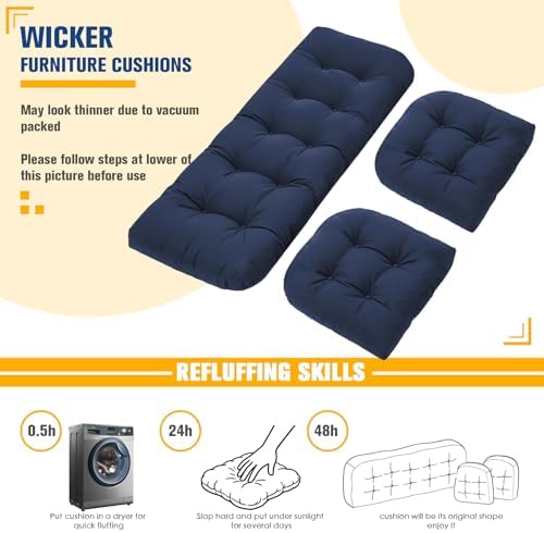 Outdoor Chair Cushions, Patio Wicker Furniture Seat Pads, Waterproof