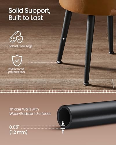 VASAGLE Storage Ottoman, PU Leather Round Seat with Steel Legs