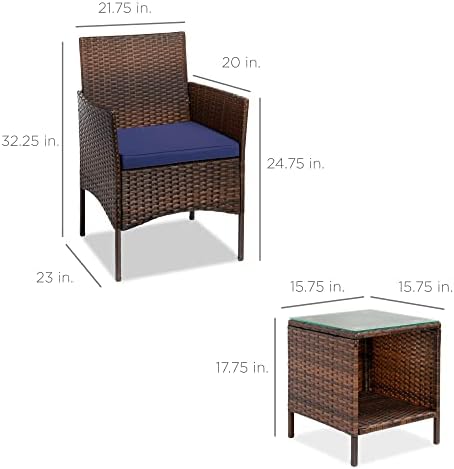 Best Choice Products 3-Piece Outdoor Wicker Conversation Bistro Set, Space Sa...