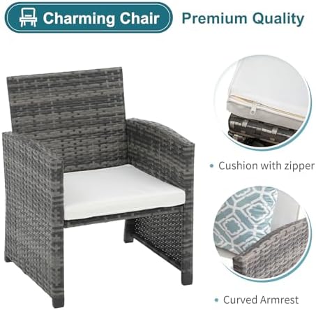 OC Orange-Casual 6 Pieces Patio Furniture Set w/Chairs and Ottomans, White