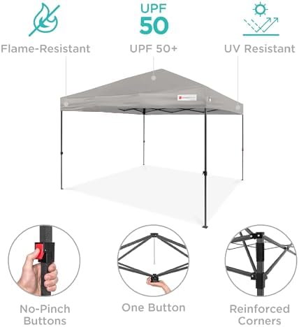 Best Choice Products 10x10 Pop Up Canopy Tent, EZ Setup, Light Gray