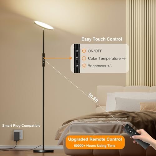 LED Floor Lamp, Bright 36W 3600LM Standing Lamp 350W Equivalent with Remote &...
