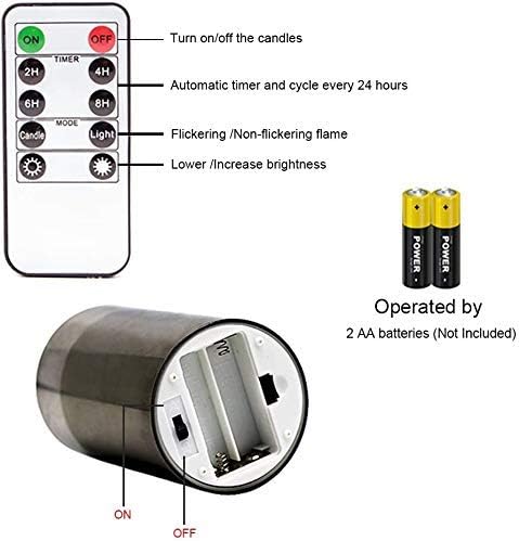 GenSwin Gray Glass Flameless Led Candles Battery Operated with Timer and 10-K...