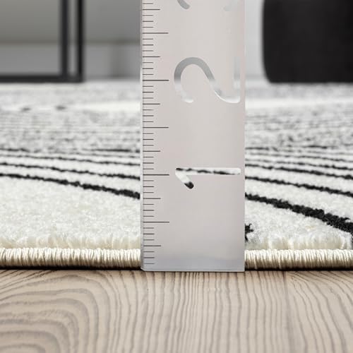 Abani Cream and Black Swirl Area Rug | 4" x 6" Beige Carpet with Wa...