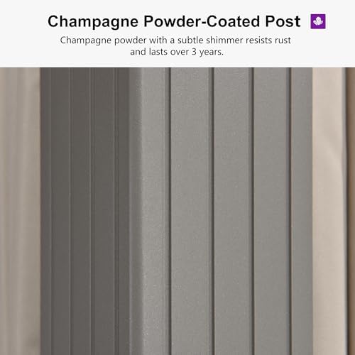 PURPLE LEAF Metal Gazebo 12' x 20' Champagne Galvanized Steel Double ...