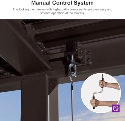 PURPLE LEAF Patio Louvered Pergola 11' x 15' Outdoor Hardtop Gazebo B...