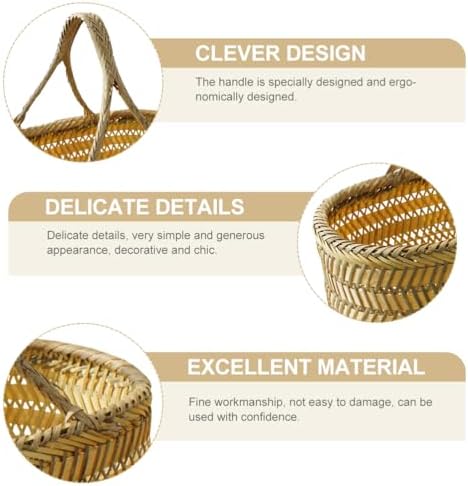 Ciieeo Bamboo Weaving Shopping Basket Handheld Vegetable Fruit Storage Basket...