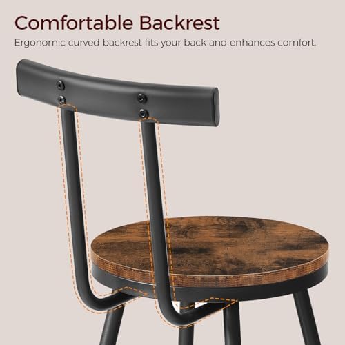 MAHANCRIS Bar Stools, Set of 2 Bar Chairs with Backrest and Footrest, 26"...
