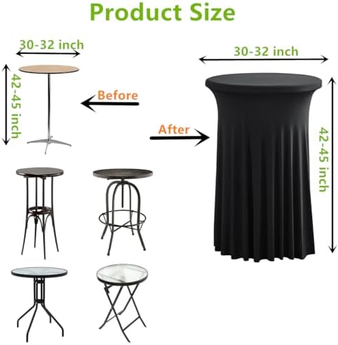 2 Pack Highboy Cocktail Table Cover Skirt Bar Tablecloth (32" x 43"...