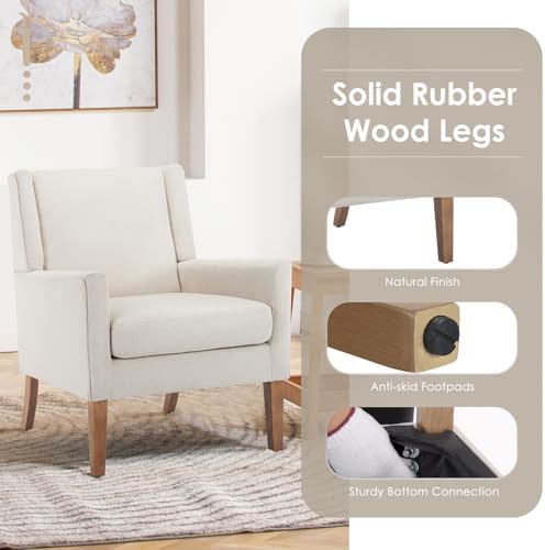 COLAMY Modern Wingback Living Room Chair, Upholstered Fabric Accent Armchair,...