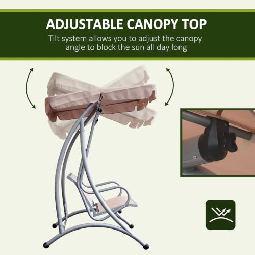 Outsunny 3-Seat Outdoor Porch Swing Chair Patio Swing Glider Beige