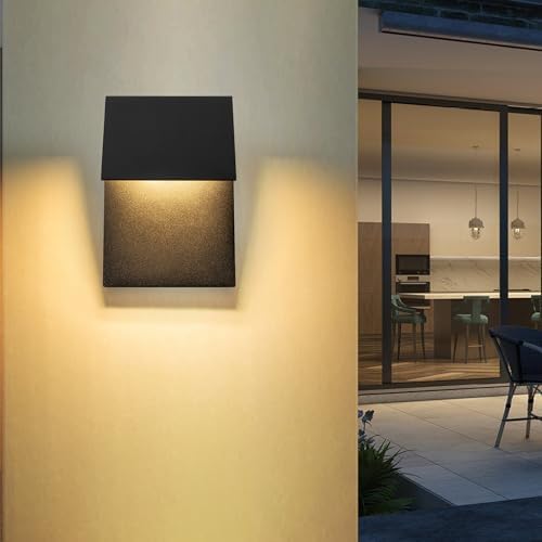 Outdoor Wall Lights Fixture, 11”LED Modern Wall Sconce, 12w Mate Black Exteri...