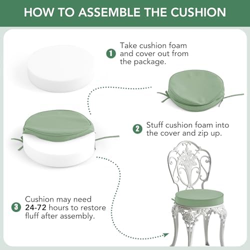 Summsun Outdoor Bistro Chair Cushions Set of 2, 15" D x 3" H Round ...