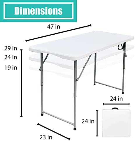 Folding Table 4/6/8 Foot, Foldable Table Adjustable Height Card Table, Indoor...
