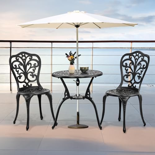 VINGLI 3 PCS Outdoor Bistro Set, Outdoor Patio Set, All-Weather Cast Aluminum...