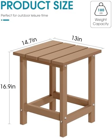 MUCHENGHY Adirondack Outdoor Side Table, 14.7" Patio Side Table Weather ...
