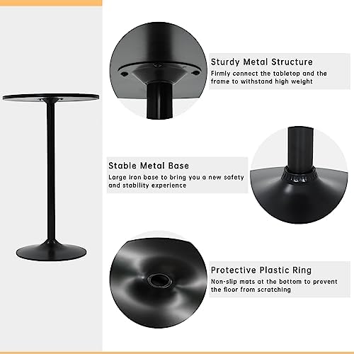 Dopinmin Round Bar Table 40" Height Modern Pub Table, Black