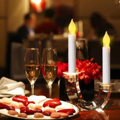 48 Pack LED Taper Candles Battery Operated, Halloween Flameless Flickering Ha...