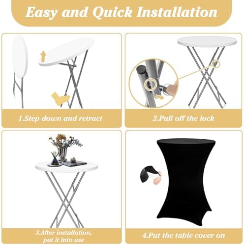 GUAGUA 2 Packs 32in Bar Height Folding Cocktail Tables with Covers