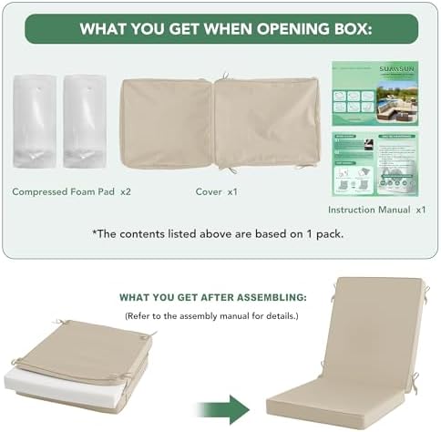 Summsun Outdoor Dining Chair Cushions 4-Pack, 20 x 20 Inch, Cream