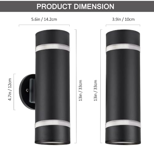 Cerdeco 13" Stainless Steel Modern Outdoor Wall Sconce Cylinder Porch Light