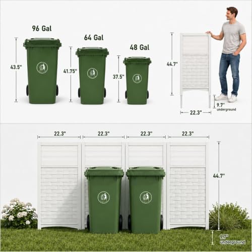 ADDOK Outdoor Privacy Screen, 45" H x 22" W Air Conditioner Fence, ...
