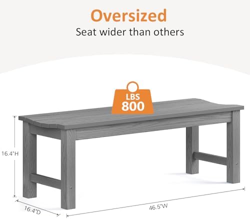 Outdoor Bench, 2-Person Patio Backless Bench Holds up to 800lbs, Weatherproof...