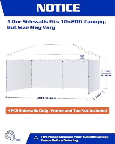 FANPAT 10x20ft Sidewalls for Canopy, Black (4Pcs Sidewalls Only)