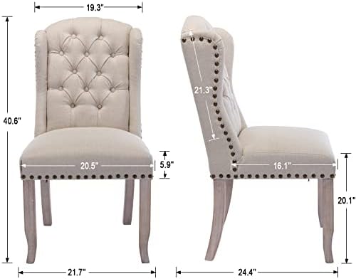 DUOMAY Modern Tufted Dining Chairs Set of 6, Linen Upholstered Dining Room Ch...