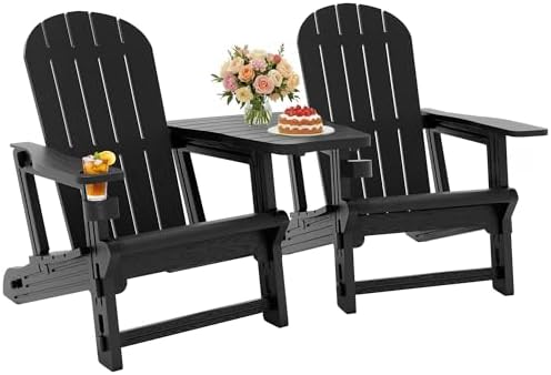 JY QAQA Outdoor Adirondack Chair Set of 2, All-Weather HDPE Patio Furniture w...