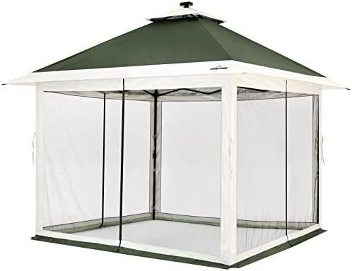 Suntime Pop Up Gazebo, Solar LED, 12x12 ft, Green