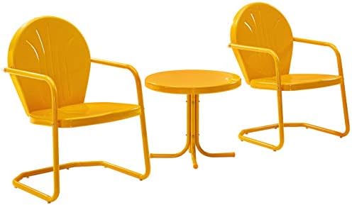 Crosley Furniture Griffith Retro Metal 3-Piece Chair & Side Table Set