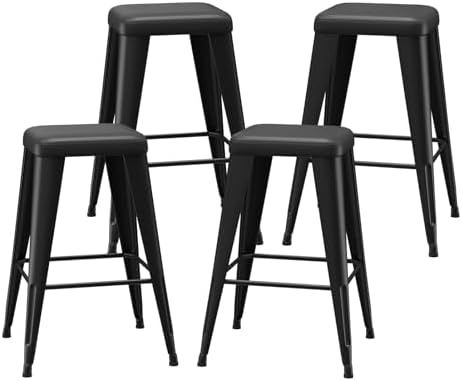 Bar Stools Set of 4, 26" Counter Height Bar Stools Backless, Upholstered...