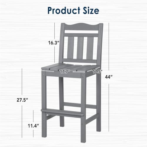 nalone Outdoor Bar Stools Set of 2, HDPE Tall Adirondack Chairs Bar Chairs, W...