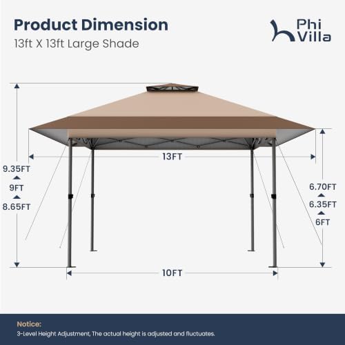 PHI VILLA 13x13 Pop Up Canopy Tent, Instant Outdoor Easy One Push Tents