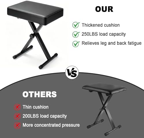 Keyboard Bench Adjustable Piano Stool - Extra Comfortable Piano Bench with Hi...