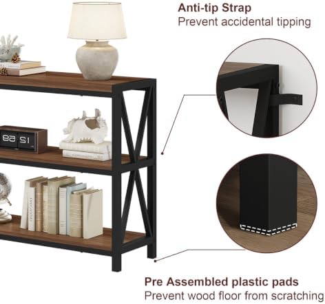 FATORRI Console Table for Entryway, 55 Inch Modern Entry Table with 3 Tier Sh...