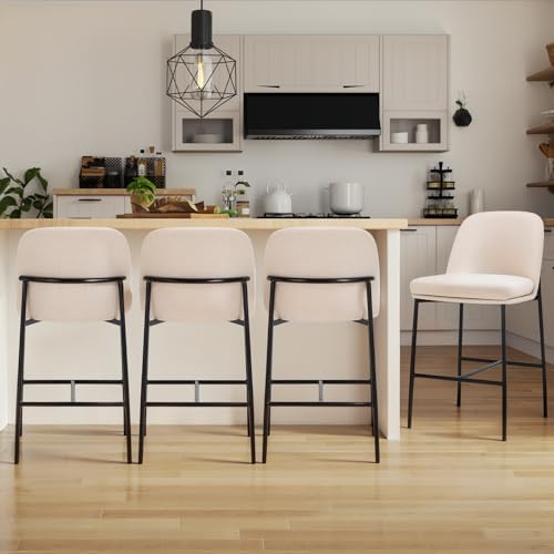 COLAMY Counter Height Bar Stools Set of 4, 25 Inch Modern Fabric Kitchen Isla...