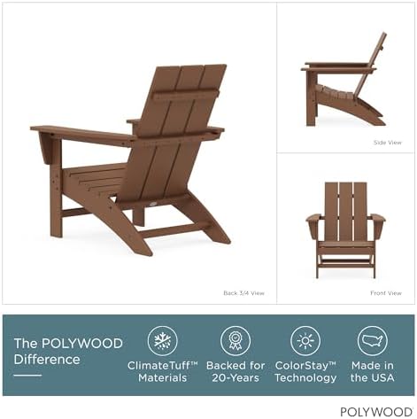POLYWOOD Modern Adirondack Chair – All-Weather Outdoor Lawn Adirondack Chairs...