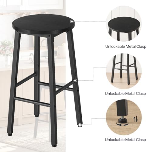 HOOBRO Bar Stools, Bar stools Set of 2,Counter Height Bar Stools, 24.8" ...