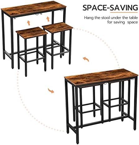 HOOBRO Bar Table Set, Pub Tables Bar Height with Stools Set of 2, Bar Chairs ...