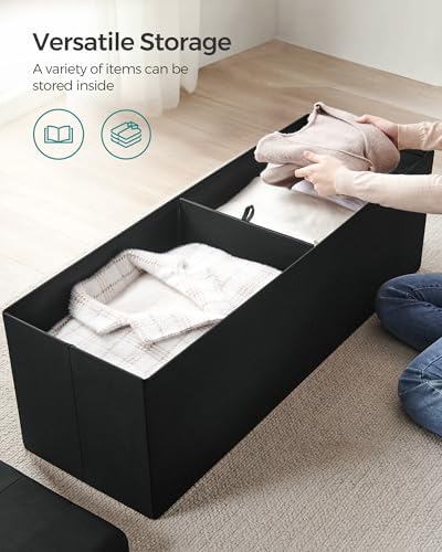 SONGMICS 43.3 Inches Folding Storage Ottoman Bench, Load 660 lb