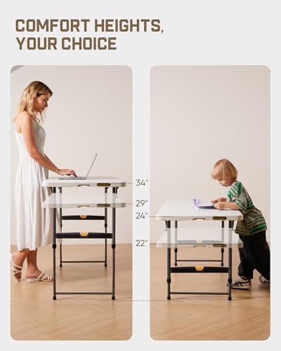 FanttikOutdoor Folding Table 4 Foot Quick Adjust Portable Plastic 4 Heights
