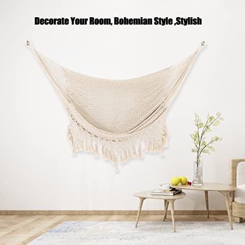 Hammock Chair,Max 330lbs, Large Hanging Chair, Soft Cotton Rope Swing Chair w...
