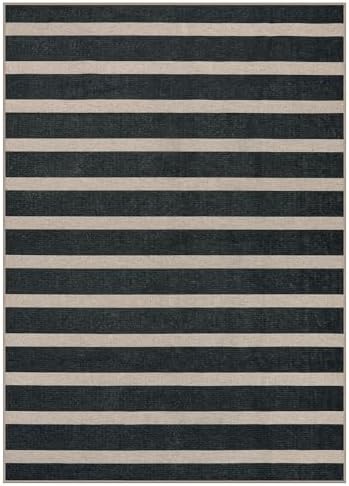 Lahome Striped Easy Jute Outdoor Patio Rug, 5x7 Living Room Washable Rugs