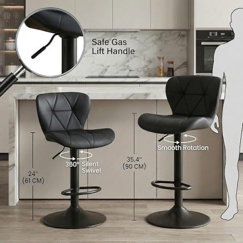 Bar Stools Set of 4, Counter Height Stools for Kitchen Counter,Black