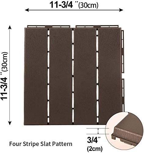 domi outdoor living Patio Deck Tiles, 12 x 12 inches Composite Interlocking D...