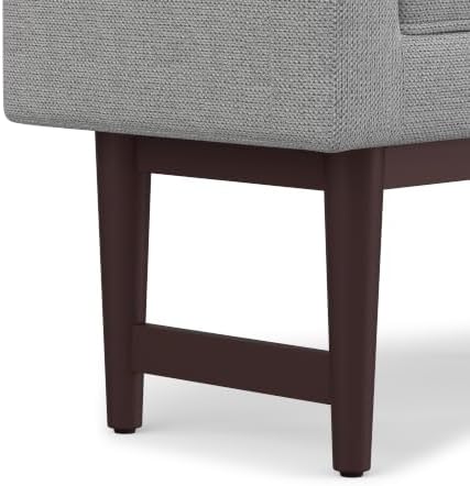 SIMPLIHOME Scott 29" Wide Linen Fabric Rectangle Ottoman in Pewter Grey